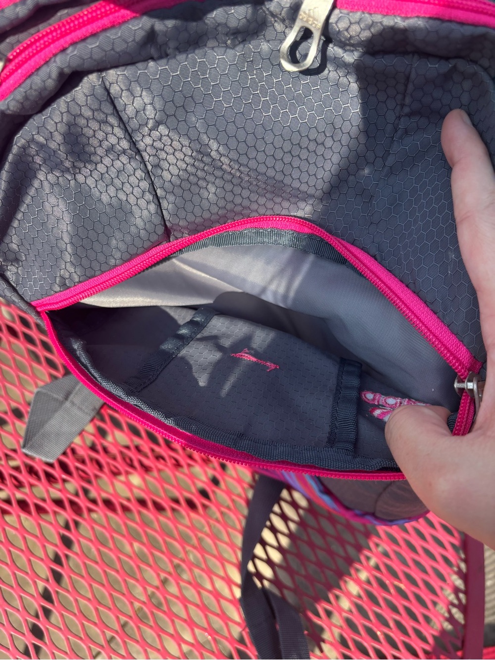 adidas Gray and Pink Women's Backpack with Patterned Front - Picture 3 of 5